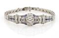 An Art Deco Platinum Diamond and Sapphire Bracelet