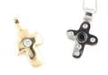 A Group of Two 14 Karat Gold and Diamond Cross Pendants