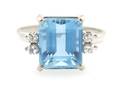 A 14 Karat White Gold Aquamarine and Diamond Ring