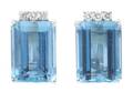 A Pair of 18 Karat White Gold Aquamarine and Diamond Earrings