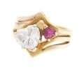 A 14 Karat Yellow Gold Diamond and Ruby Ring