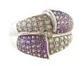 A 14 Karat White Gold Pink Sapphire and Brown Diamond Ring