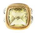 A Sterling Silver 18 Karat Yellow Gold and Green Quartz Ring David Yurman