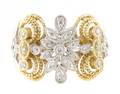 A 14 Karat Yellow and White Gold and Diamond Ring