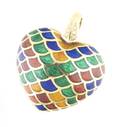 An 18 Karat Yellow Gold and MultiColor Enamel Heart Pendant