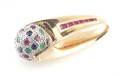 A 14 Karat Yellow and White Gold Ruby Emerald and Sapphire Pendant