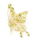 A 14 Karat Yellow Gold and Peridot Butterfly Pin