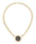 A 14 Karat Yellow Gold Ancient Roman Coin and Diamond Necklace