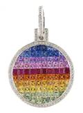 A 14 Karat White Gold MultiColor Sapphire Ruby and Diamond Pendant