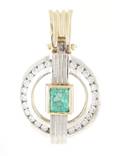 A 14 Karat Yellow and White Gold Emerald and Diamond Pendant