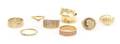 A Group of Eight 14 Karat Gold Rings