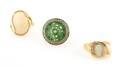 A Group of Three 14 Karat Yellow Gold and Gemstone Rings