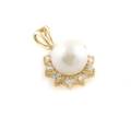 A 14 Karat Yellow Gold Cultured Pearl and Diamond Pendant