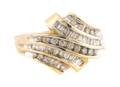A 10 Karat Yellow Gold and Diamond Ring