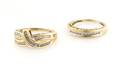A Group of Two 10 Karat Yellow Gold and Diamond Rings