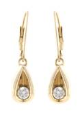 A Pair of 14 Karat Yellow Gold and Diamond Earrings