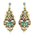 A Pair of Yellow Gold and Turquoise Earrings