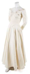 A Cream Silk Moire Wedding Dress