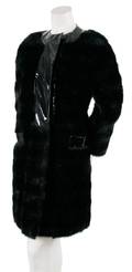 A Pierre Cardin Black Faux Fur and Vinyl Coat