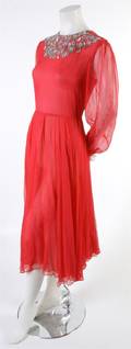 A Malcolm Starr Red Chiffon Dress