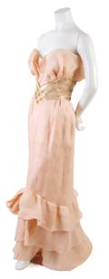 A Loris Azzaro Peach Silk Gazar Strapless Evening Gown