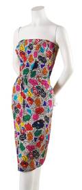 A Fendi Multicolored Silk Print Strapless Dress