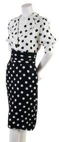 An Yves Saint Laurent Black and White Polka Dot Dress