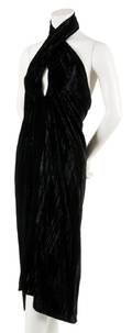 A Romeo Gigli Black Velvet Halter Cocktail Dress