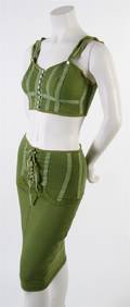 A Jean Paul Gaultier Olive Knit Corset Ensemble