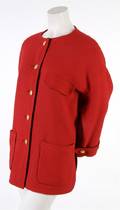 A Chanel Red Wool Boucle Coat