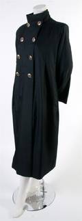 A Pauline Trigere Black Silk Shantung Evening Coat