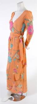 A Hanae Mori Multicolored Floral Wrap Dress