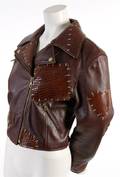 A Moschino Brown Leather Bomber Jacket