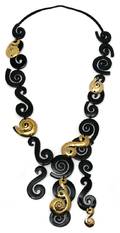 A Gerda Lynggaarde Black Resin and Brass Necklace