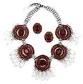 A Larry Vrba Red Glass and Crystal Demi Parure