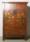 A Chinese Red and Gold Lacquered Armoire