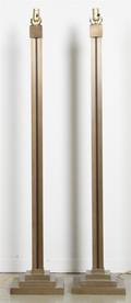 A Pair of Gold Tone Metal Floor Lamps
