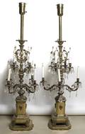 A Pair of Gilt Metal EightLight Candelabra