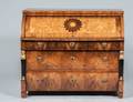 BIEDERMEIER BURL AND WALNUT CYLINDER BUREAU