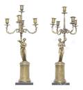 A Pair of Neoclassical Style Gilt Metal FiveLight Candelabra