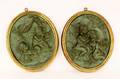 Pair of French Bronze Oval Figural Medallions