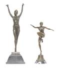 A Group of Two Art Deco Style Bronze Figures