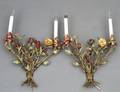 PAIR OF PAINTED TOLE TWO LIGHT SCONCES
