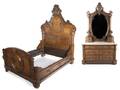 An American Carved Walnut Bedroom Suite