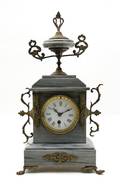 A Victorian Grey Slate Mantle Clock