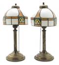 A Pair of American Arts and Crafts Leaded Glass Lamps