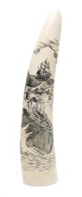 A Large Scrimshaw Ivory Tusk