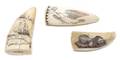 A Group of Three Scrimshaw Whales Teeth