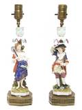 A Pair of Continental Porcelain Candlesticks