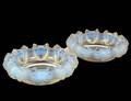 PAIR OF LALIQUE OPALESCENT CRYSTAL CANNES ASHTRAYS